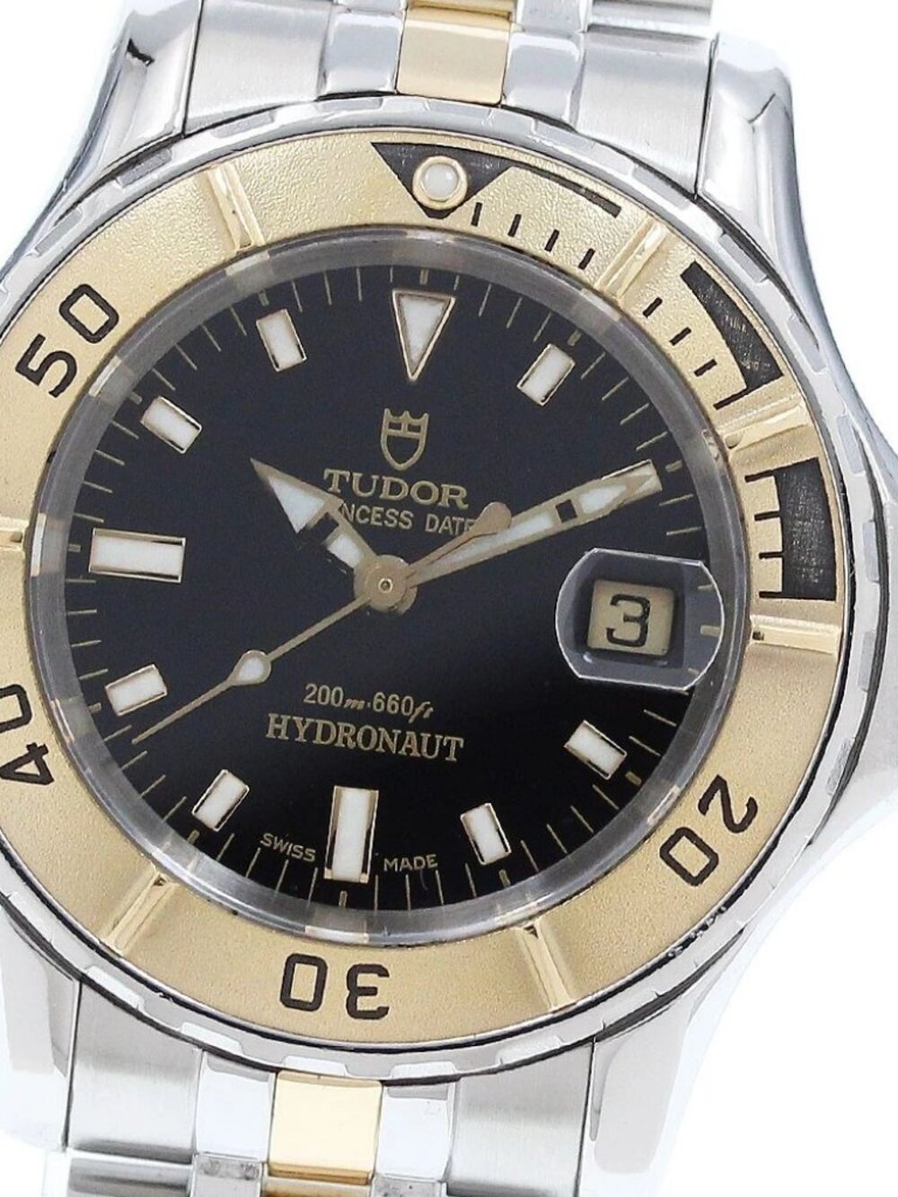 TUDOR Princess Date 99093 YG2 tone black Dial Automatic Ladies Watch_920768